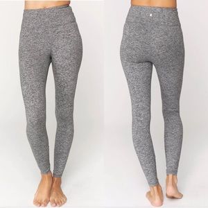 Spiritual Gangster Heathered Grey Black High Rise Full Length Legging Si…